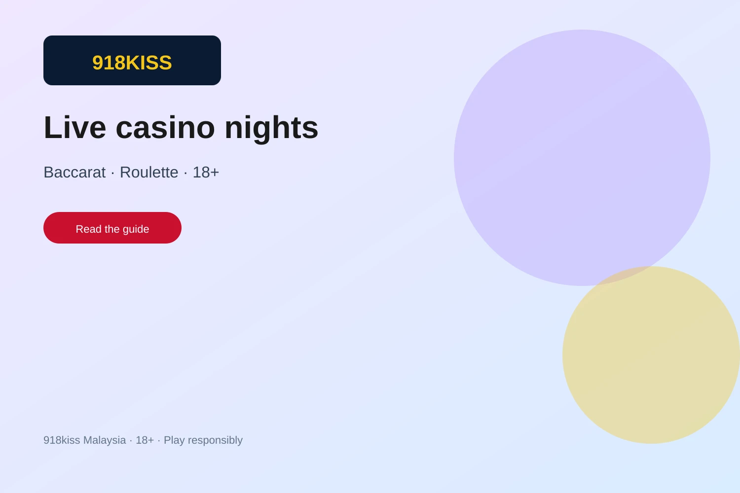 918kiss live casino in Malaysia: tables, bonuses, and 18+ limits
