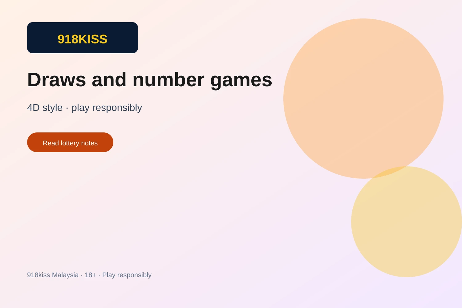918kiss lottery-style draws in Malaysia: numbers, timing, and 18+ notes